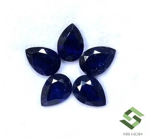 Lote de 05 piezas de piedras preciosas sueltas de zafiro azul natural de 7x5 mm 5,28 CTS GF - Imagen 1 de 7