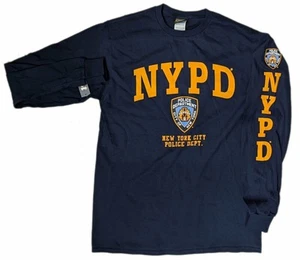 NYPD Kids Long Sleeve Police Gift T-Shirt Navy Yellow Officially Licensed Boys - Picture 1 of 1