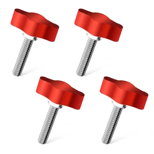 4Pz 1/4"-20 X 1 Vite a Pollice Filettata, Rosso Regolabile Tee Wing Manopola Alluminio  - Foto 1 di 7