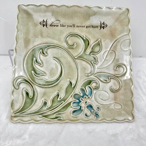 Grasslands Road 8" Quadrat Keramik Mintgrün Servierplatte Herbst Land Dez LESEN - Bild 1 von 9