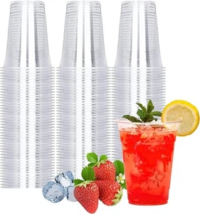 16 oZ Plastic Cups Ice Coffee Crystal Clear Party Cups 100 Count - Picture 1 of 8