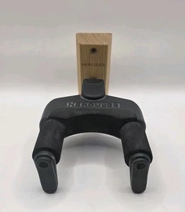 Hercules GSP38WBPLUS Locking Guitar Hanger Wall Mount on Wooden Base - Picture 1 of 7