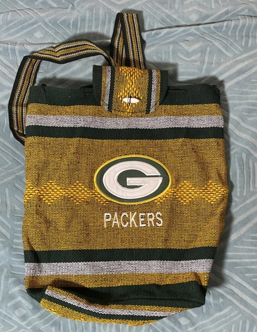 Green Bay Packers Backpack Woven Baja Style Shoulder Bag Fan Attire Cover