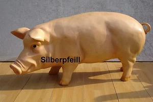 SCHWEIN SAU GLÜCK FIGUR LEBENSGROß TIER TIERFIGUR GARTEN GLÜCKSSCHWEIN GLATT - Bild 1 von 2