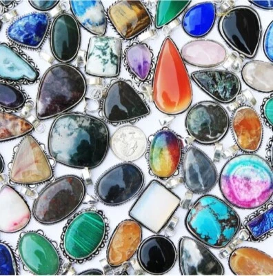 Oferta Opalita y Mezcla de Piedras Preciosas Chapado en Plata de Ley 925 50 Piezas Colgante Hecho a Mano Foto 1 de 3