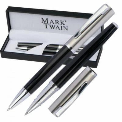 Mark Twain Schreibset bestehend aus einem Kugelschreiber + Rollerball mit Gravur - Bild 1 von 3