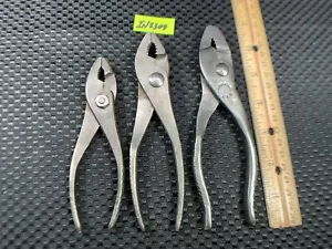 Vintage Slip Joint Pliers 1 Lot 3 pc Harold & Old Pliers Ornate Handles IN2309 - Picture 1 of 13