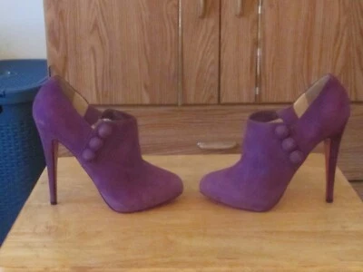 Christian Louboutin "C'est Moi" Botas de Gamuza Púrpura-Usadas-Talla:38.5/7.5M Foto 1 de 4