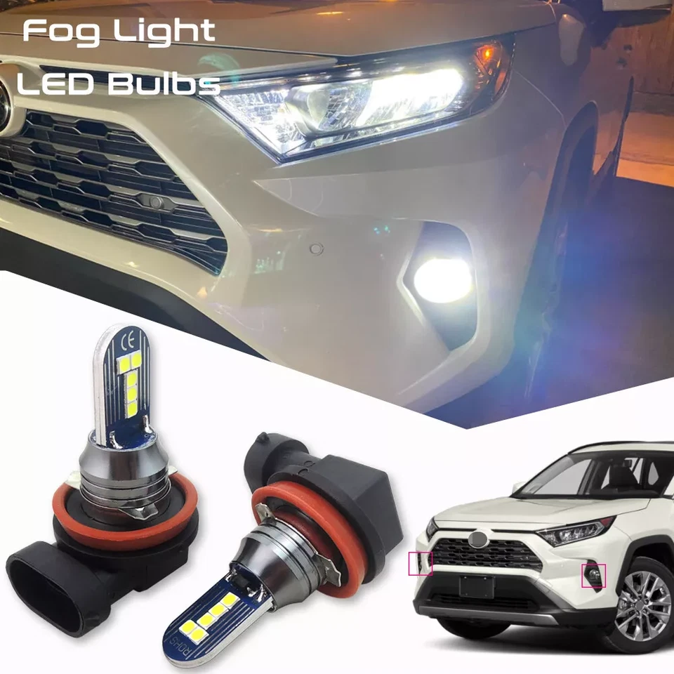 2pcs Extremely Bright Xenon White Fog Lights LED Bulbs for Toyota RAV4 2006-2020 - Image 1 of 4