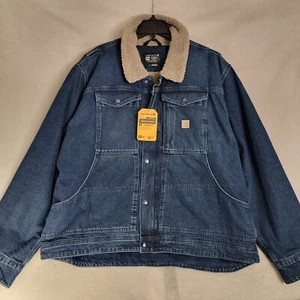 Carhartt Denim Jacket ADULT 2XL XXL BLUE OUTDOOR SHERPA FULL ZIP MENS NWT - Picture 1 of 14