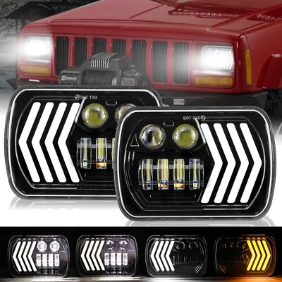 Fit Toyota Pickup 1982-1997 7x6" Square LED Headlight Hi/Lo Beam DRL Pair Foto 1 de 4