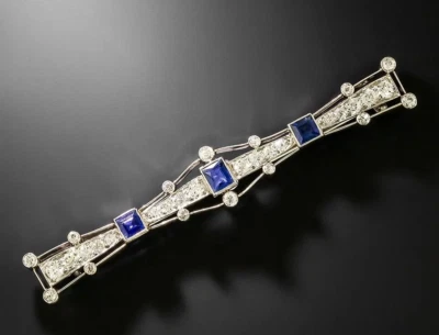 1.60ct Natural Round Diamond 14K BIS Hallmarked White Gold Sapphire Brooch Pin - Image 1 of 4