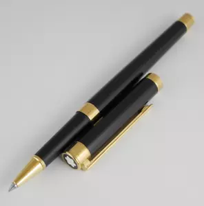Montblanc Noblesse Black Lacquer Rollerball Pen (Blue Ink) FREE SHIPPING - Picture 1 of 7