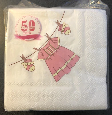 Servilletas desechables de fiesta para bebidas de baby shower rosa It's A Girl 5x5" (1) Foto 1 de 2