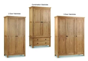 Julian Bowen Marlborough Waxed Oak 2 Door, 3 Door and 2 Door 2 Drawer Wardrobe - Picture 1 of 4