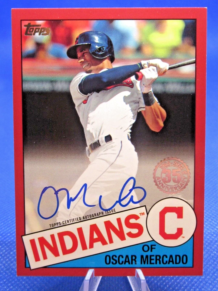 2020 TOPPS SERIES 2 35TH ANNIVERSARY AUTO #85A-OM OSCAR MERCADO INDIANS RED /25 - Image 1 of 2