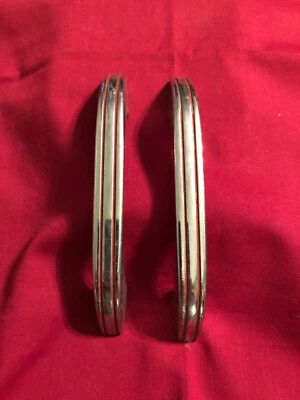 橱柜拉手柄镀铬饰面带红色细节 4 英寸 L 中世纪现代艺术装饰 — 第 1/4 张图片