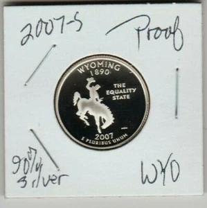 2007 S Wyoming PP Equality State QUARTER 90% Silber 1890 Cowboyhut Bronco A - Bild 1 von 3