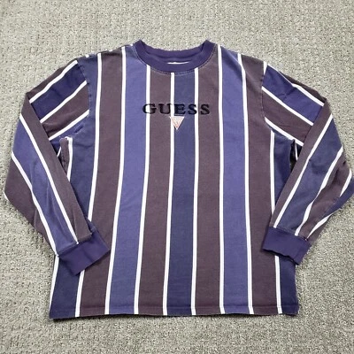 Vintage GUESS Shirt Mens Medium Black/Purple Striped Los Angeles ASAP Rocky - Image 1 of 4