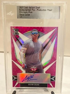 2021 Leaf Valiant Oscar Colas Auto 1/1 Prismatic Pink Pre-Production Proof - Bild 1 von 2