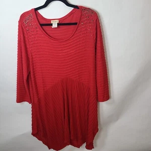 Studio Gem Red Dress With Bling On Shoulders Asymmetrical Hem - Picture 1 of 6