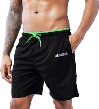 Men’s Running Shorts, S, with Pockets Quick Dry Breathable, Black, LUWELL PRO