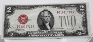 1928 E $2 UNCIRCULATED RED SEAL NOTE D 31021719 A - Picture 1 of 2