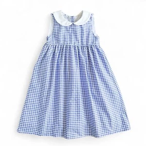 NANTUCKET KIDS Gingham Dress Blue White Sleeveless Collared Classic Girls sz 7 - Picture 1 of 10