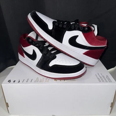 Nike Air Jordan 1 Low SE Terciopelo Negro Blanco Rojo FZ3242 001 Mujer Talla 12 / Hombres 10.5 Foto 1 de 4