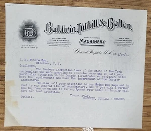 1909 Letterhead Bleecker NY Grand Rapids Michigan Baldwin Tuthill Bolton - Picture 1 of 1