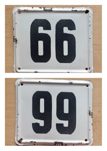 Vintage Enameled Metal House Number Plaque/Sign, Retro Enamel Address sign 99 66 Cover