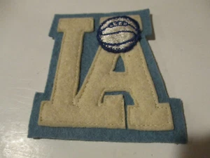 Varsity Letterman Jacket LA Basketball Patch Blue White Chenille Felt Vintage 3" - Picture 1 of 4