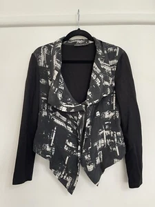 Arthur Galan Long Sleeve Zip Up Jacket Front 100% Silk Sleeve Back Nylon Size 14 - Picture 1 of 11