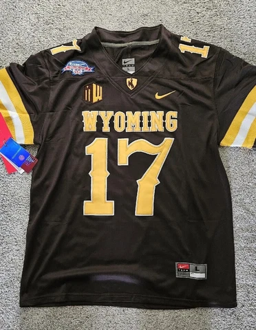 NEW! JOSH ALLEN #17 WYOMING COLLEGE BILLS JERSEY STITCHED + BOWL PATCH XLARGE XL Cover
