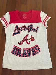 Justice Juniors Girls Red White Blue Let's Go Atlanta Braves Tee Shirt Size 20 - Picture 1 of 11