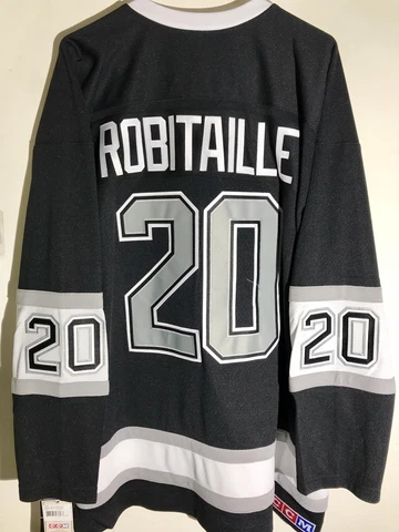 CCM Ribbed Knit LS NHL Jersey Los Angeles Kings Robitaille Black Alt sz S Cover