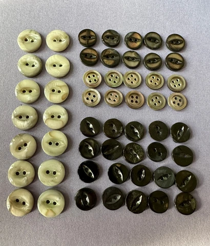 (54) Antique Vintage Shades of Gray Plus Black Mother of Pearl Buttons, NOS Cover
