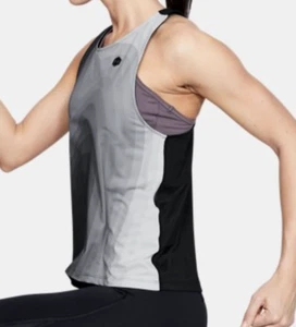 UNDER ARMOUR Rush Energy Lightweight Black Grey Running Tank Top NEW Womens Sz S - Picture 1 of 7