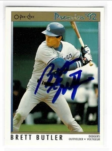 Carta O-Pee-Chee firmata Brett Butler 1992 #145 Los Angeles Dodgers - Foto 1 di 1