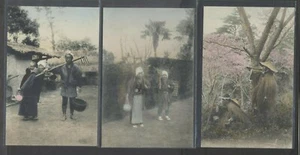 Japan pre-1920 3 handcolored unused postcards Traditional Life - Bild 1 von 2