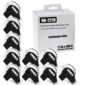 10Rolls 29mmx30.4m Continuous Paper Tape Labels DK-2210 for Brother QL Printer - Picture 1 of 12