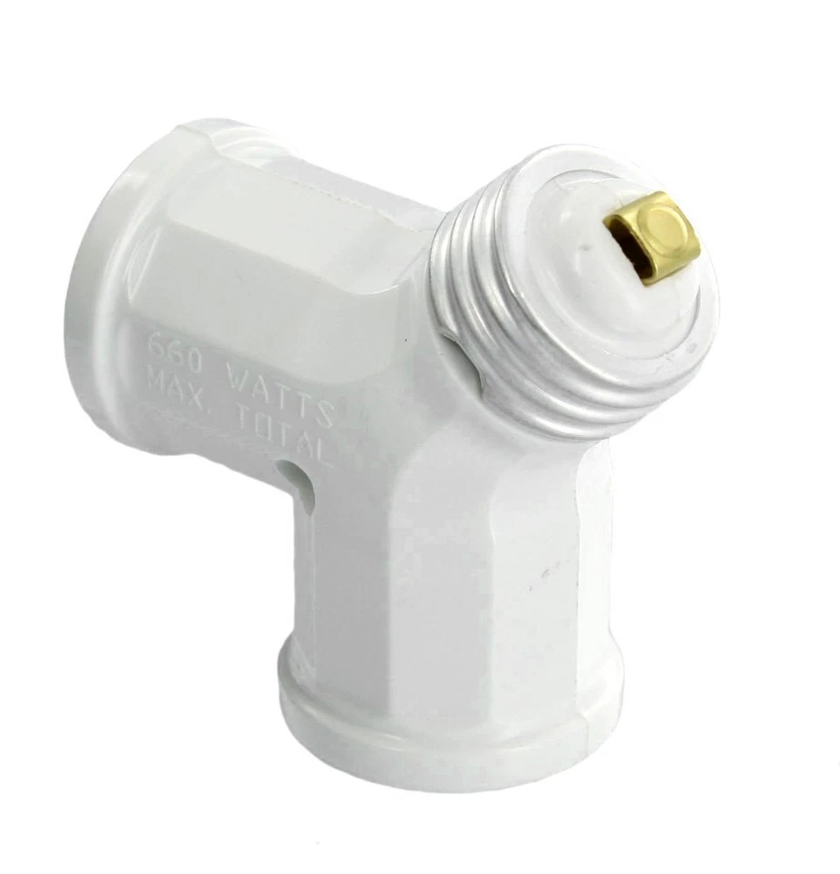 128-W 15-Amp 660-Watt Twin Light-Socket Adapter, White - Image 1 of 1