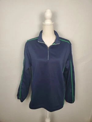 Sudadera Nike Golf Therma Fit Azul Cuarto Cremallera Costuras Verdes Para Mujer XL. Foto 1 de 4