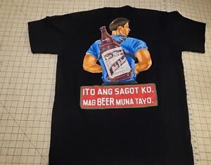 San Miguel Beer T-Shirt Handpainted Philippines Med Black 