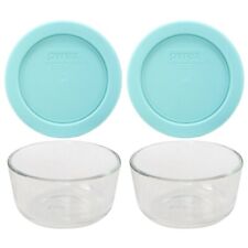 PYREX Storage Bowl 7202 Clear Glass 1 Cup 236ml Blue Plastic Lid 7202-pc 2pc Set
