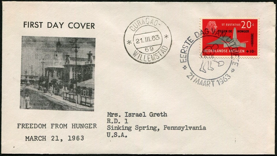 Netherland Antilles #B58 Freedom from Hunger FDC 1963 Curaçao Willemstad Cover - Image 1 of 1