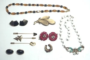 10 Pc Vtg TRIFARI Lot- Necklaces, Brooches, Earrings, Stick Pins-Rhinestones ++ - Picture 1 of 10