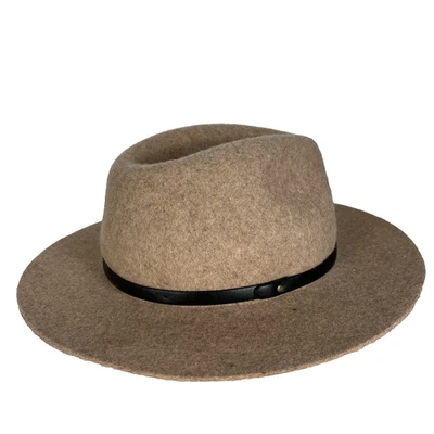 Sombrero Banana Republic Mujer Talla L Fieltro Lana Camel Bronceado Fedora Imitación Cuero Banda Foto 1 de 4