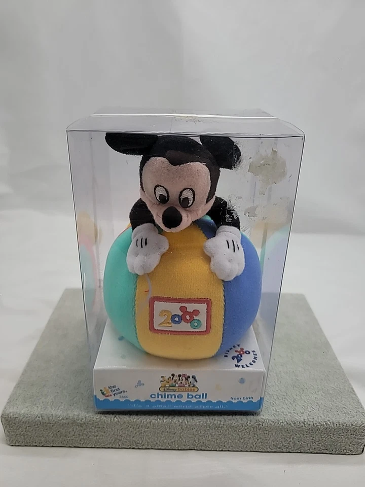 Vintage 2000 Walt Disney World Mickey Mouse Baby Chime Ball Soft Plush