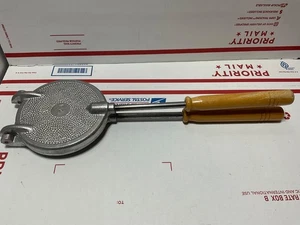 Nº De Colección 4 Pizzelle Galletas Hierro Fogata Estufa Superior Mango Madera 16" Ver Fotos - Imagen 1 de 6